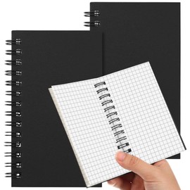 Jutom 2 Pcs Small Graph Paper Pads Notebook Mini Spiral Notebooks Grid Paper 3 x 5 Inch Pocket Notepads 120 Pages Mini Notepads for Office School Work Math Meeting (Black)