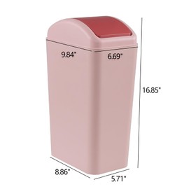 Dehouse - Bote de basura de 3 galones con tapa abatible de plástico, color rosa