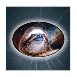 Sloth Face Vinyl Sticker – Space Galaxy Sloth Head Decal with Stars and Nebula | 4.5"x3" Cute Graphic for Laptop, Water Bottle, Car, Truck | Exterior Vinyl Printed with Eco-Solvent UV-Resistant Vinyl