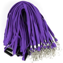 Warmter Breakaway Lanyards Safety Lanyard with Swivel Hook for Name Tags Badge ID Card Holders (50, Purple)