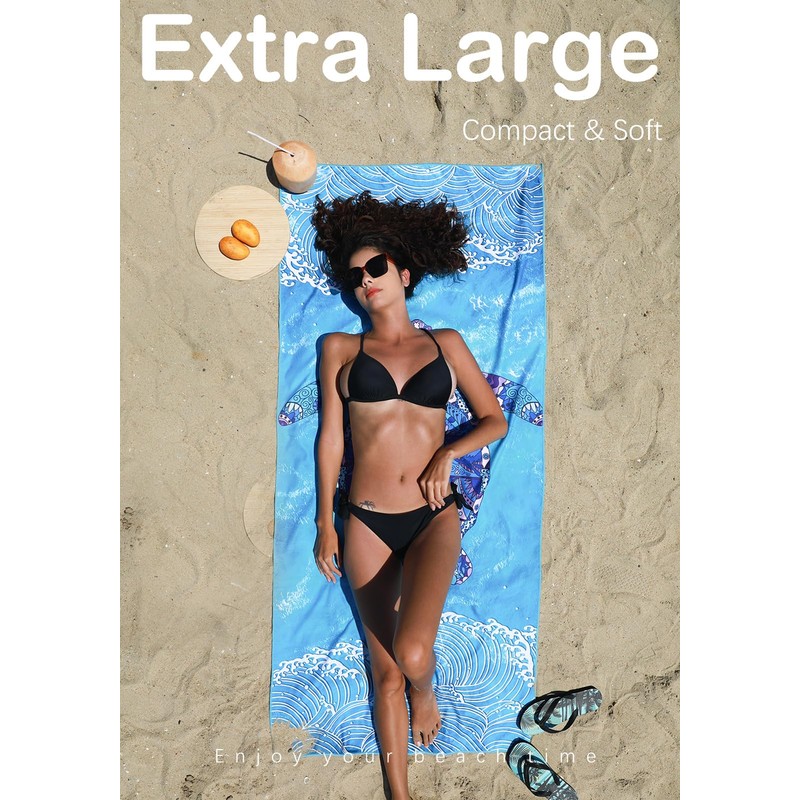 2 Pack Microfiber Lightweight Beach Towel Sand Free Quick Dry