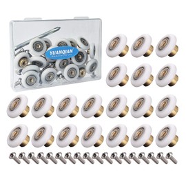 YUANQIAN 20-Piece Shower Door Roller Set - Ultra-Durable POM Wheels with Stainless Steel Screws & Easy-Install Tool, Quiet Glide for Shower Enclosures, 19mm Diameter