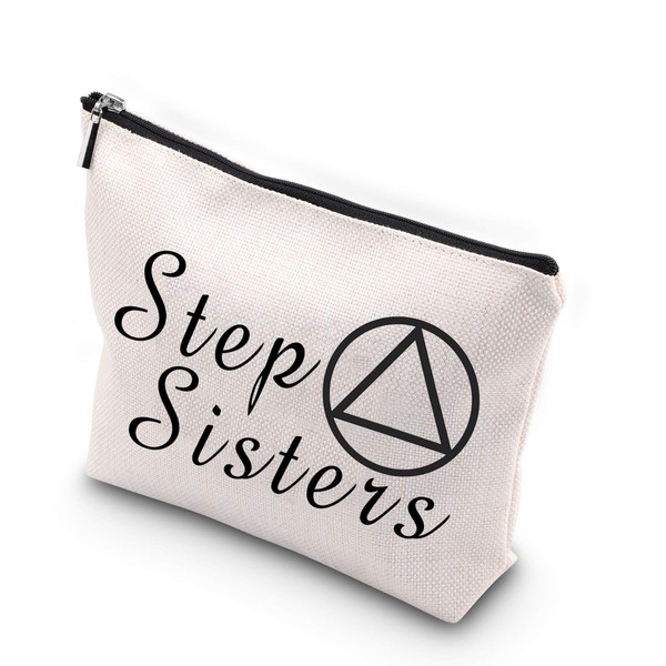 WCGXKO Sobriety Sister Sobriety Best Friend Gift AA Gift NA Gift Zipper Pouch Cosmetics Bag For Step Sisters (Step Sisters)