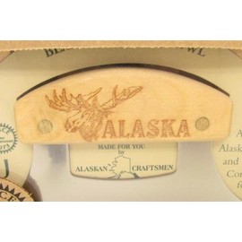 Ulu Factory Alaska Ulu Birch Walnut Stripe Wood Chopping Bowl-board Moose head Design Handle
