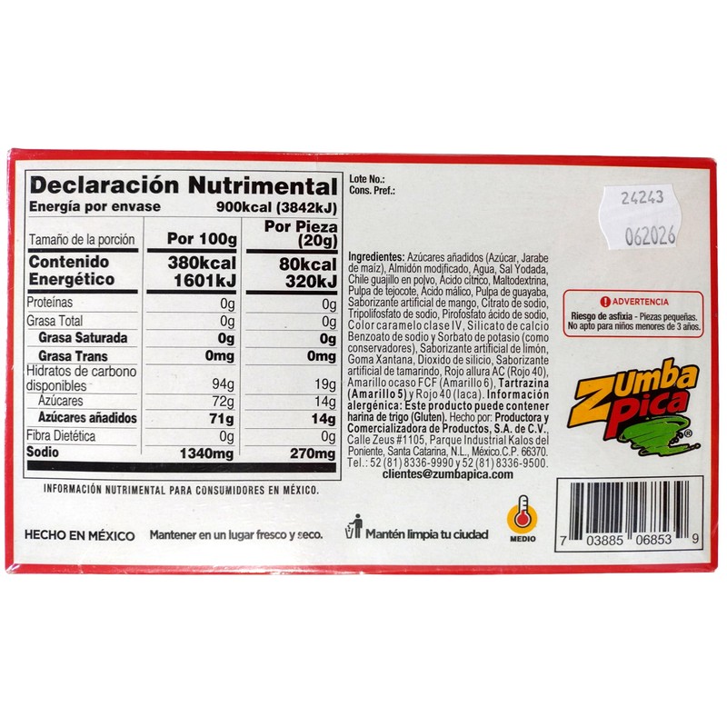 Zumba Pica Zumba Roll Mango - Caramelo suave sabor tamarindo