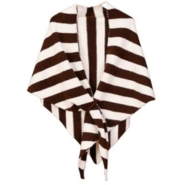 Bagkeak Women's Wool Triangle Striped Scarf Shawl Solid Color Tie Up Knotted Design for Fall Winter Air-conditioned Room