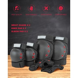 Dark Lightning Adult/Youth/Junior Knee Pads Elbow Pads Wrist Guards 3 in 1 Protective Gear, for Skateboard,Roller Skate,Inline,Cycling,MTB Bike,Scooter(PolarNight Black,M)