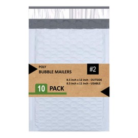Sales4Less #2 Poly Bubble Mailers 8.5X12 Inches Padded Envelope Mailer Waterproof Pack of 10