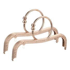 uxcell Metal Purse Frames - 8.66" 2Pcs Kiss Lock Clasp Frame Embossed Clutch Frame with Handle for Coin Purse Sewing Bag Making DIY Craft, Gold Tone