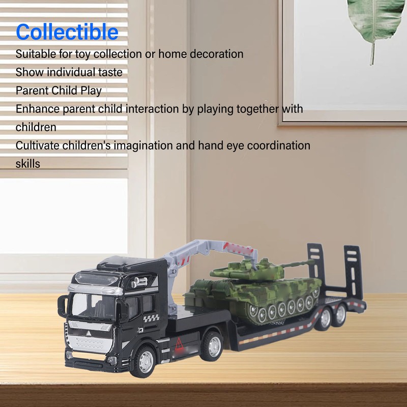 Flatbed Trailer Toy Simulation Detachable Collectible Military Trailer Tank Model