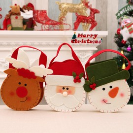 Christmas Bags, Pack of 3 Fabric Gift Wrapping, Christmas Bags Candy Bag, Apple Gift Wrapping, Gift Bags Christmas Santa Claus Snowman Elk, Christmas Decoration