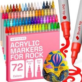 ARTISTRO 72 Rock Acrylic Paint Markers - Rock Painting Kit for Arts & Crafts - Dual Tip Acrylic Paint Pens