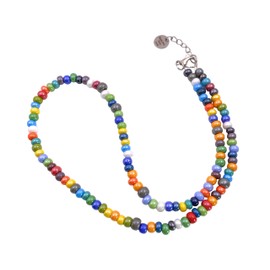 Murano Glass Necklace, Murano Glass Beaded Necklace, Multi-Coloured Rainbow Necklace, Dainty 5mm Murano Glass Beads MGNL1