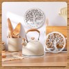 Beeveer 3 Pcs Life Tree Wooden Trivets Round Plates Hot