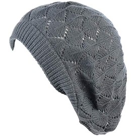 BYOS Chic Soft Knit Airy Cutout Lightweight Slouchy Crochet Beret Beanie Hat