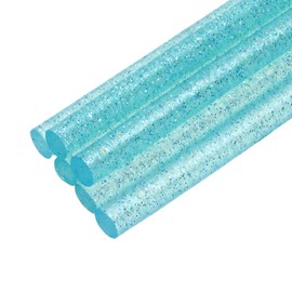 uxcell 6pcs Mini Hot Glue Sticks for Mini Glue Gun, 4-inch x 0.28-inch Glue Gun Sticks for Art DIY Craft, Glitter Clear Blue