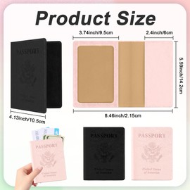 Black and Rose Gold Passport Holder, 2 PCS Passport Holder for Travel, Travel Passport Holders Must Haves for Women Men, Passport Cover Passport Wallet Case Holders for Travels Cruise Ship Essentials