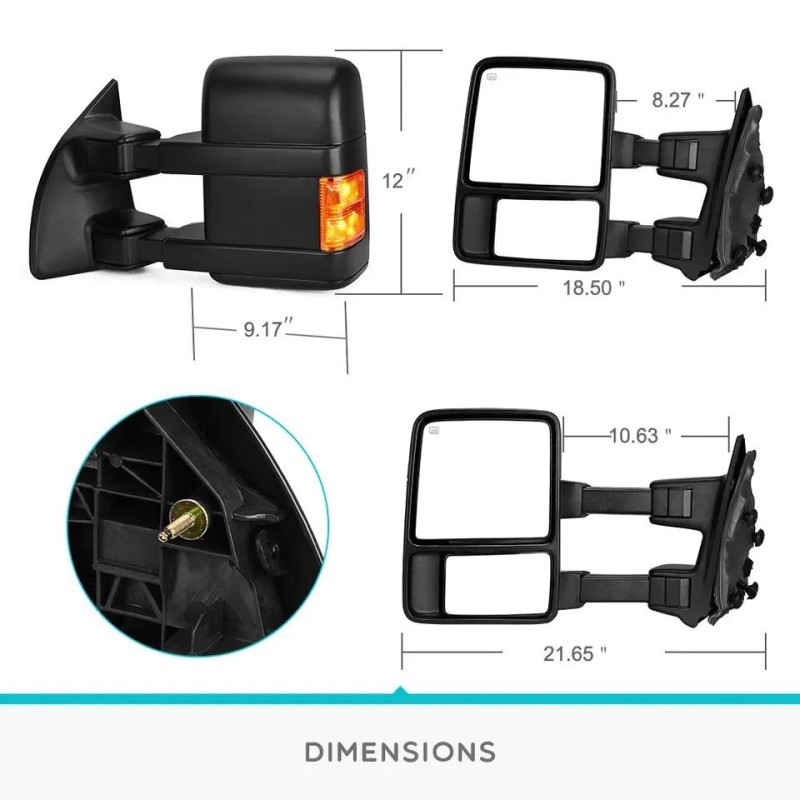LEDKINGDOMUS Passenger Side Power Heated Tow Mirror for 2008-2016 Ford