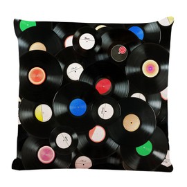 Ofocam Throw Pillow Cover Vynil Abstract Music Colorful Vintage Vinyl Records Over White Old Decorative Throw Pillow Cushion Case for Home Couch Living Room 18 x 18 Inches Pillowcase