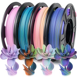 iSANMATE Matte Tri Color Filament Bundle, 3-in-1 Color Rainbow Filament Bundle, 3D Printer Filament Coextrusion 3D Filament, Rapid Magic Color Change Filament 1.75mm,250g*4
