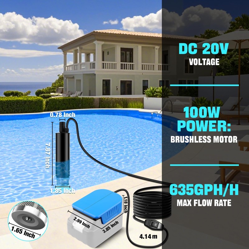 OGJUNX Water Transfer Pump Compatible with Makita 18V Battery, 635GPH