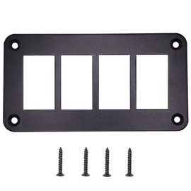 HOKAAER 4 Way Rocker Switch Panel Housing Holder, Rocker Toggle Switch Panel Housing Bracket, Black Waterproof Anodized Aluminium Panel, with Screws for Car Marine Boat Truck RV SUV ATV UTV