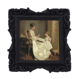 Marcos de Fotos Vintage Cuadrados de 3 x 3 pulgadas, Color Negro - Marcos de Fotos Pequeños Antiguos Ornamentados con Ganchos y Soporte de Caballete Tamaño Billetera Decoración Victoriana