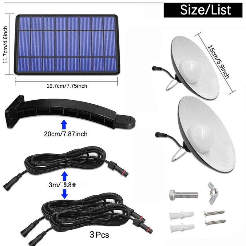 ABZXT Solar Pendant Lights Upgraded Double Bulb Lights IP65 Waterproof