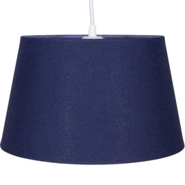 Traditional 14 Inch Navy Blue Linen Drum Table/Pendant Lampshade 60w Maximum | with Inner Cotton Fabric Lining | Reversible Gimbal by Happy Homewares