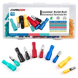 Chanzon 100pcs Bullet Connectors 22-16AWG Terminal Kit Pure Copper Gauge Fully Insulated PVC Wire Splice Connector 50 pcs Male + 50 pcs Female (UL Listed)