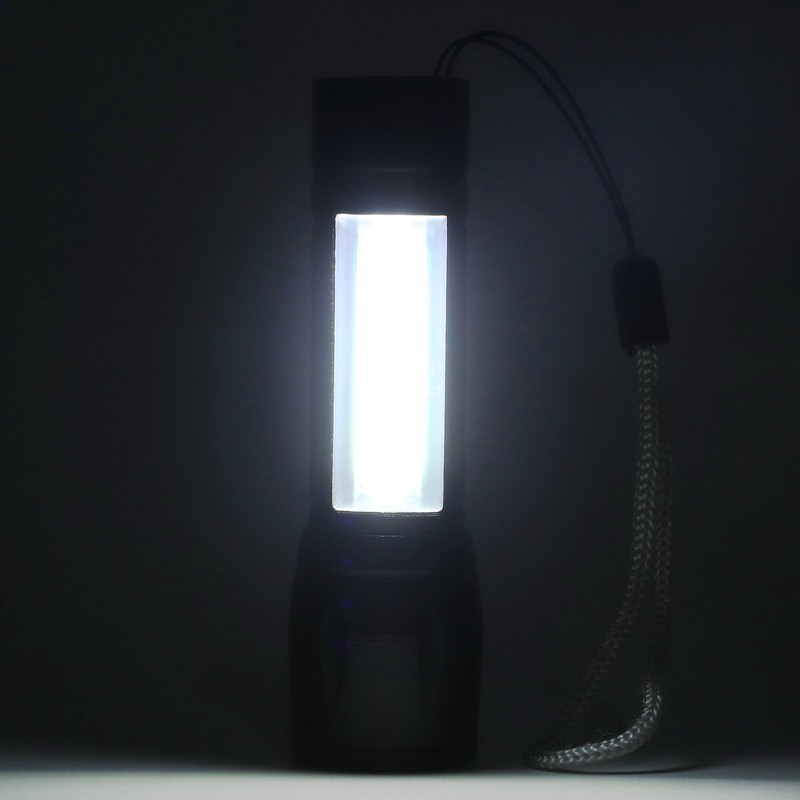 4Pcs Retractable Flashlight COB LED Zoom Flashlight Rechargeable Strong Light