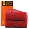 UJFQBH 3-Piece African Bath Sponge Net Long Net Exfoliation Shower Body Scrubber Bag Makes Your Skin Smoother, Great for Daily Use (Pink Yellow Purple), 31 Red / UJFQBH 3피스 아프리카 목욕 스펀지 네트 롱 넷 각질 제거 샤워 바디 스크러버 백 피부가 더 매끄럽고 일상적으로 사용하기에 좋습니다 (핑크 옐로우 퍼플), 31 Red