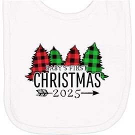 inktastic Baby's First Christmas 2025 Newborn Bib White 46d0a