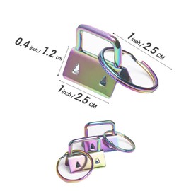 ABuff 72 Pcs 1 Inch Key Fob Hardware Set, 6 Colors Keyfob Hardware Kit, Key Chain Making Hardware Supplies for Bags, Lanyard, Wrist Strap, Silver, Gold, Bronze, Black, Rose Gold, Chameleon, 1 inch