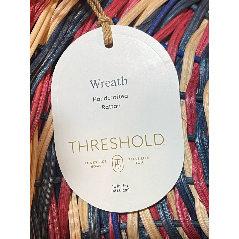 Threshold New Threshold Round Handcrafted Rattan Wreath Floral Decor 16"