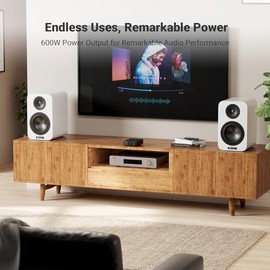 Fosi Audio TB10D Amplificador estéreo de 2 canales, clase D mini amplificadores integrados de potencia 600 W para altavoces pasivos/agitador de bajos,