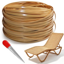 Ruioomeep Woven Rattan 65m Long Flat PE Rattan Synthetic Repair Material with Weaving Tool for Repairing Outdoor Rattan Furniture, Rattan Chairs, Tables and Baskets (Orange)