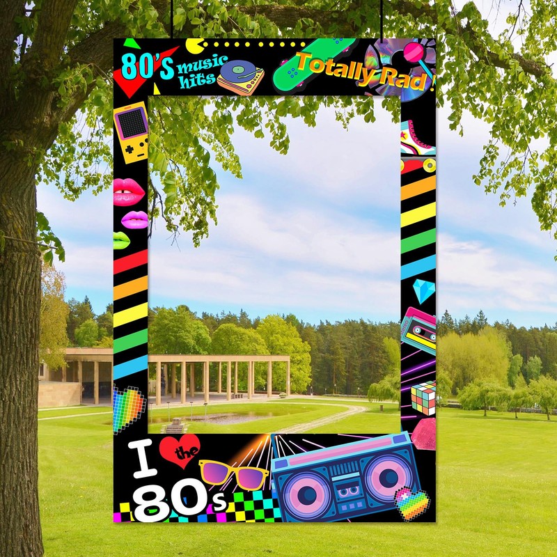 Musykrafties I love 80s Photo Booth Frame Photobooth Props Backdrop