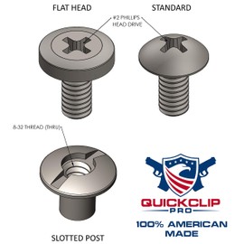 1/8" Black Chicago Screws & Binding Posts Fasteners for Leather Straps/Belts, Kydex Holster/Sheath Repair or Rivet Parts Replacement, Thru Hole Open Slot Design. Made in USA (10 Pack, Standard Head)