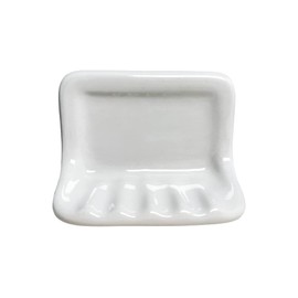 Tenedos White Glazed Ceramic Bathroom Accessory Kit (Soap Dish Holder) - Not for Flat Surface Installation