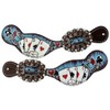 Showman Ladies Electric Aces Painted Leather Spur Straps
