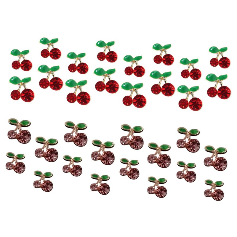 Abaodam 2sets Nail Pearls Gems DIY Charms for Women Cherry