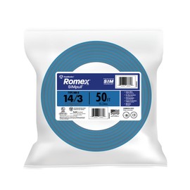 Southwire Romex SIMpull Wire, 14 Gauge, 3 Conductor, 50 Ft, W/G NM-B Cable, Blue, 63946922