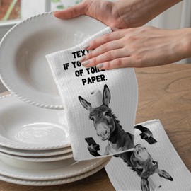 OTOUO Funny Donkey Hand Towel for Bathroom Decor, Farmhouse Donkey Gift for Women & Men, 16x25 Inches