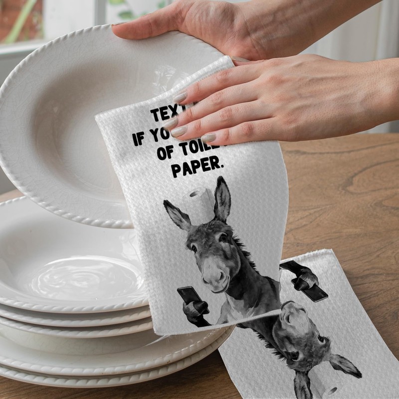 OTOUO Funny Donkey Hand Towel for Bathroom Decor, Farmhouse Donkey