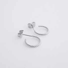 HONEYCAT Tiny Twisted Rope Hoop Earrings in Gold, Rose Gold, or Silver | Minimalist, Delicate Jewelry (Silver)