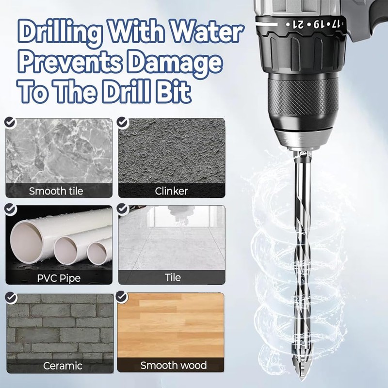 6 Pcs Four-Flute Sawtooth Eccentric Twist Drill Bit, Concrete and