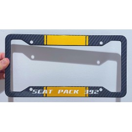 Unbranded Reflective Yellow Scat Pack 392 Metal Carbon Fiber Look License Plate Frame