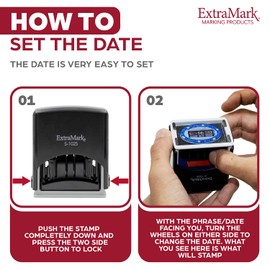 ExtraMark S-1025 Professional Self Inking Office Date Stamp with "Denied" Phrase – Style O - Red Color Ink