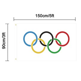 Oliympic Rings Decorations Flag 3x5 Ft Outdoor Indoor,Internation Sports Theme Flags Banner Party Supplies Hanging Home Decor,Yard Fence Photo Backdrop